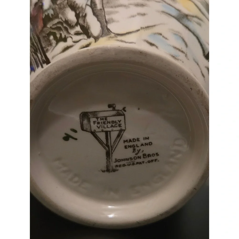 Johnson Brothers Friendly Village Pitcher England Winter Scene Red Barn Vintage